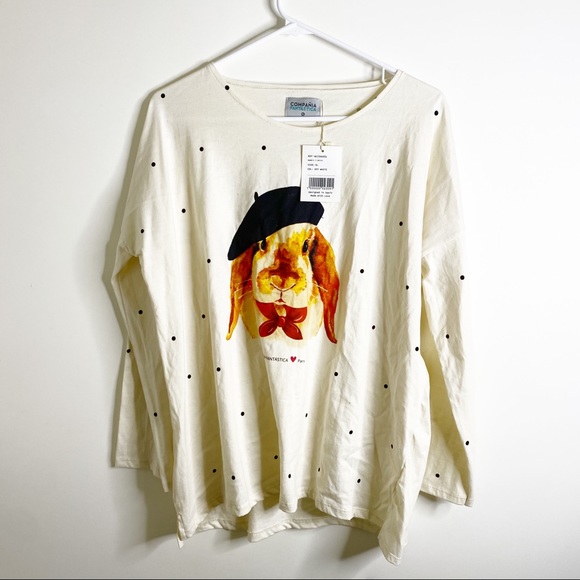 New with tags compañia fantastical rabbit polka dot T-shirt - Picture 2 of 6